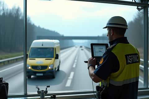 Vignettenkontrolle auf einer österreichischen Autobahn durch ASFINAG